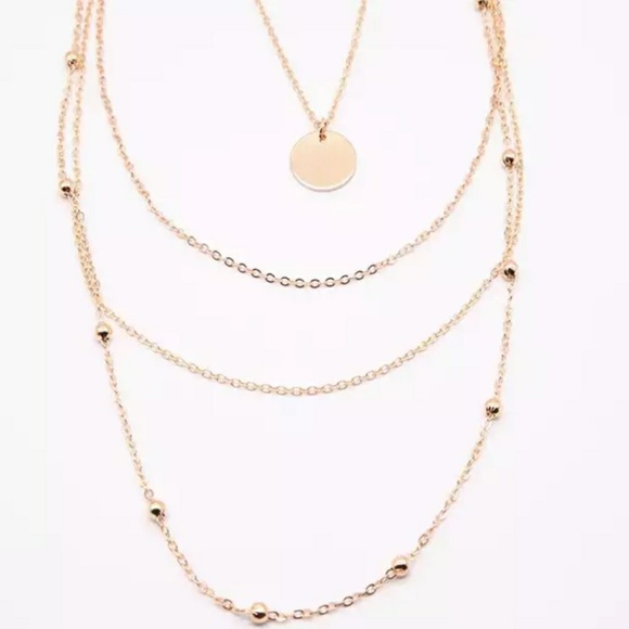 Gold Tone Four layer Coin Bead Necklaces - Picture 2 of 3